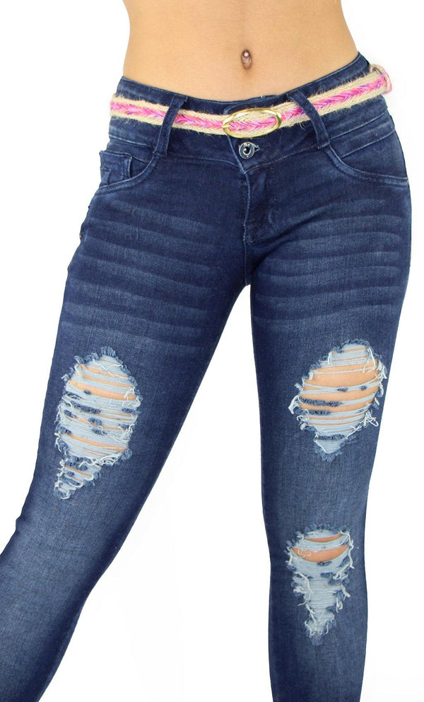 18086 Maripily Women's Butt Lifting Destroyed Skinny Jean
