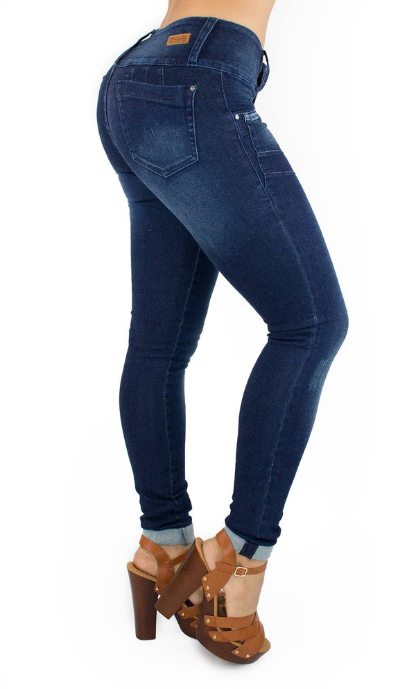 18087 Maripily Women's Butt Lifting Buttoned Skinny Jean