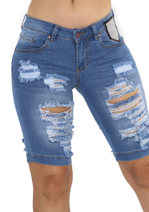 19595 Denim Bermuda by Maripily Rivera