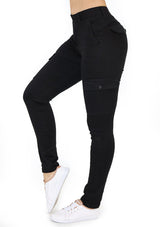 19886 Black Cargo Jeans by Maripily Rivera - Pompis Stores