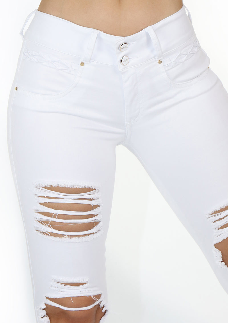 20013 Destroyed White Skinny Jean by Maripily Rivera