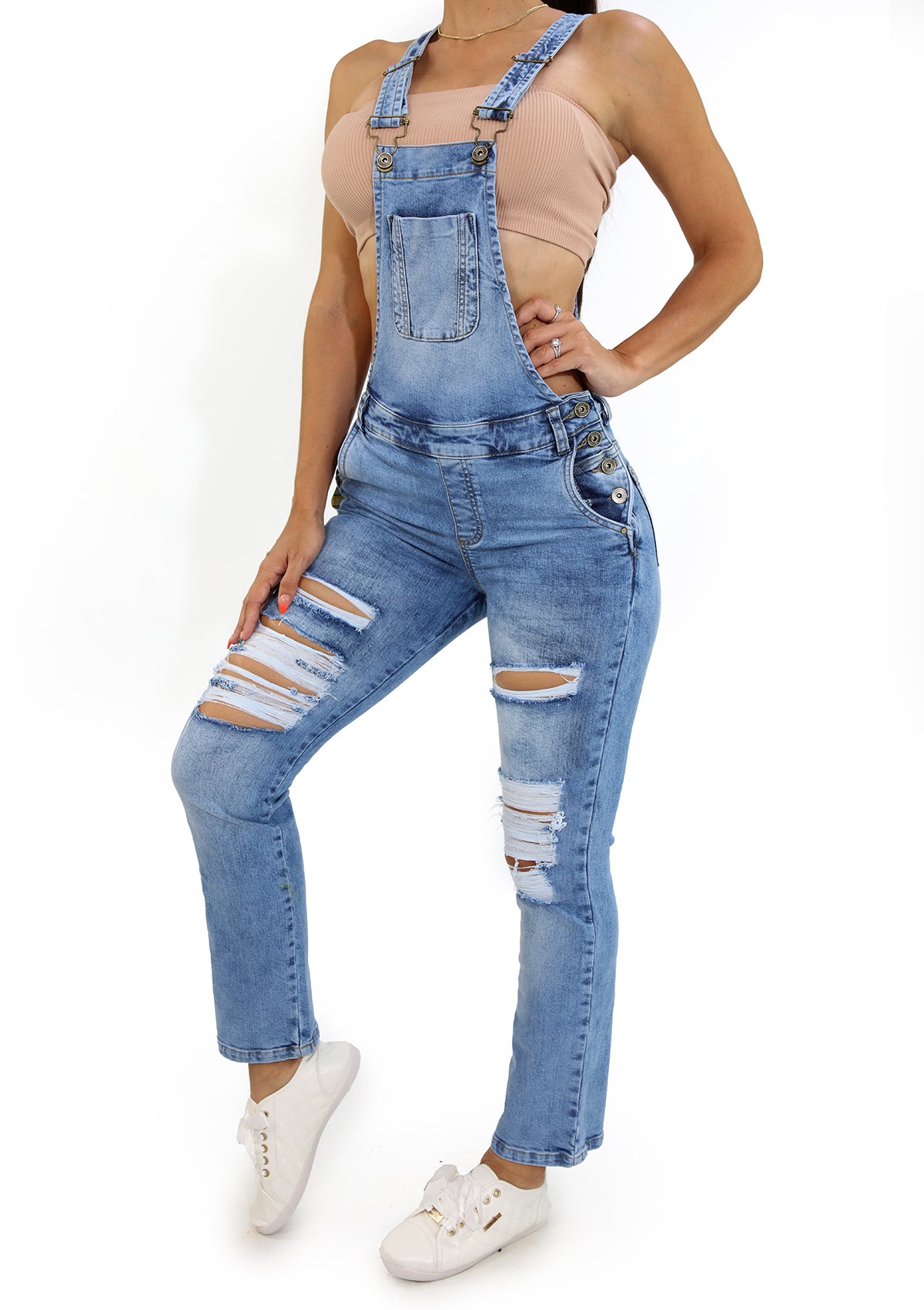 20516 Destroyed Skinny Overall by Maripily Rivera