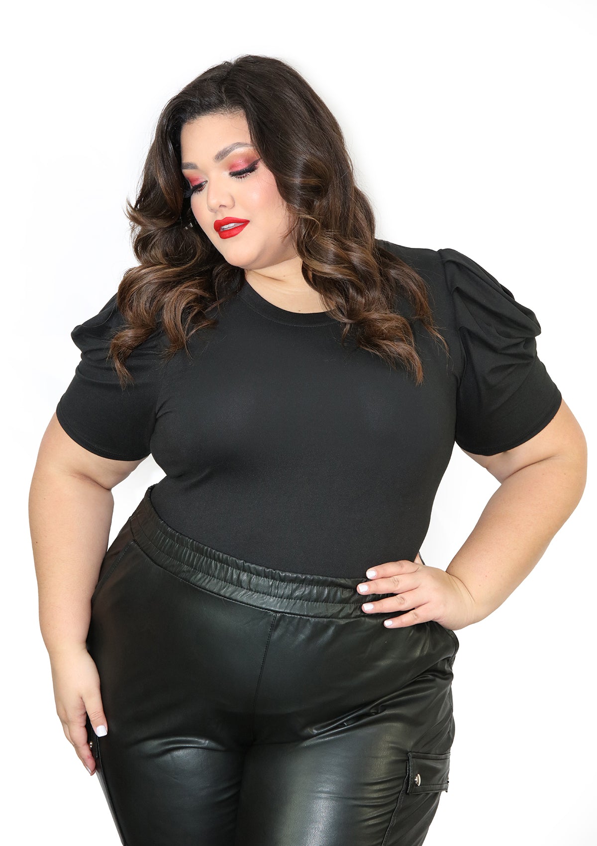 NY-T-1059-PL Black Blusa de Mujer Plus Size