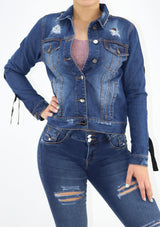 1269 Destroyed Denim Jacket by Scarcha - Pompis Stores