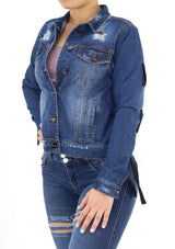 1269 Destroyed Denim Jacket by Scarcha - Pompis Stores