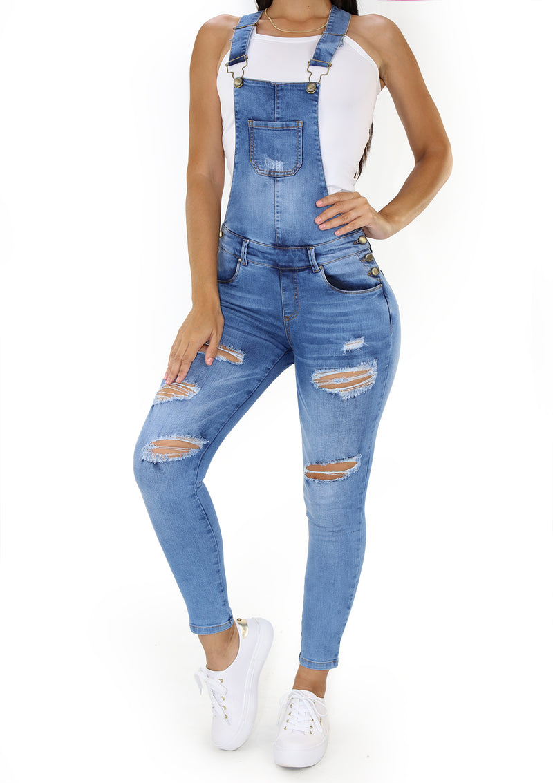 1778 Destroyed Denim Overall Women's by Scarcha