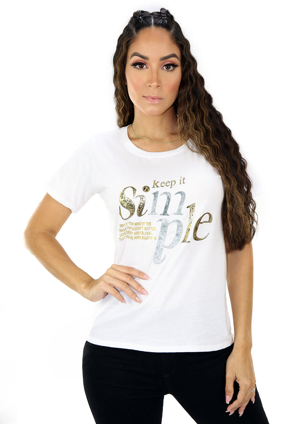 5423 White TShirt de Mujer by Scarcha