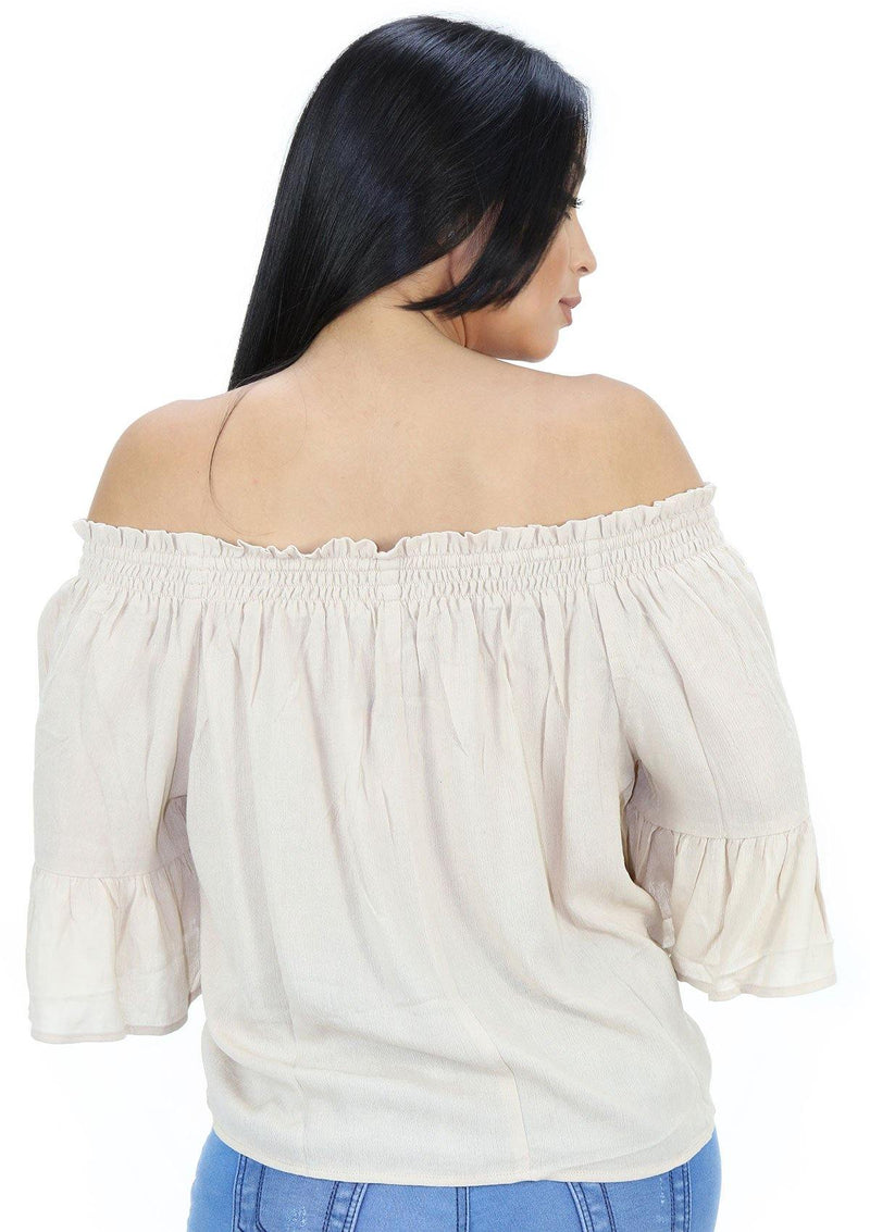 SCHYFL20F611 Beige Blusa de Mujer by Scarcha - Pompis Stores