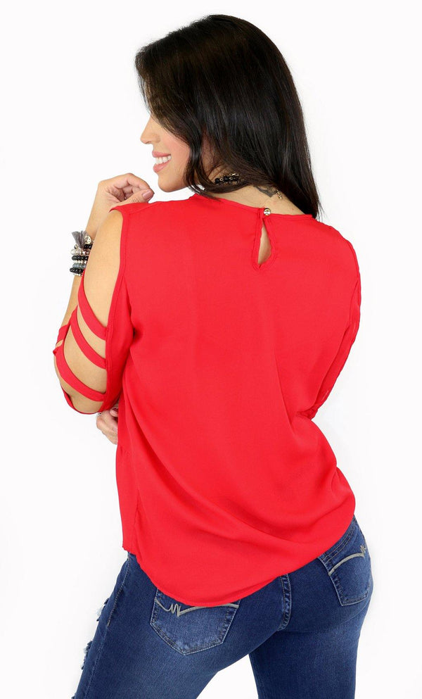 30730 Cut Out Sleeve Blouse Trendy by Keila Hernandez