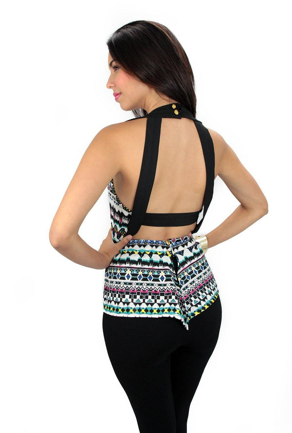 3697 Peplum Back Crop Top Trendy by Keila Hernández - Pompis Stores