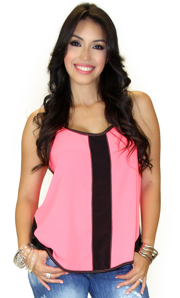 39491 Paneled Chiffon Top Trendy by Keila Hernández