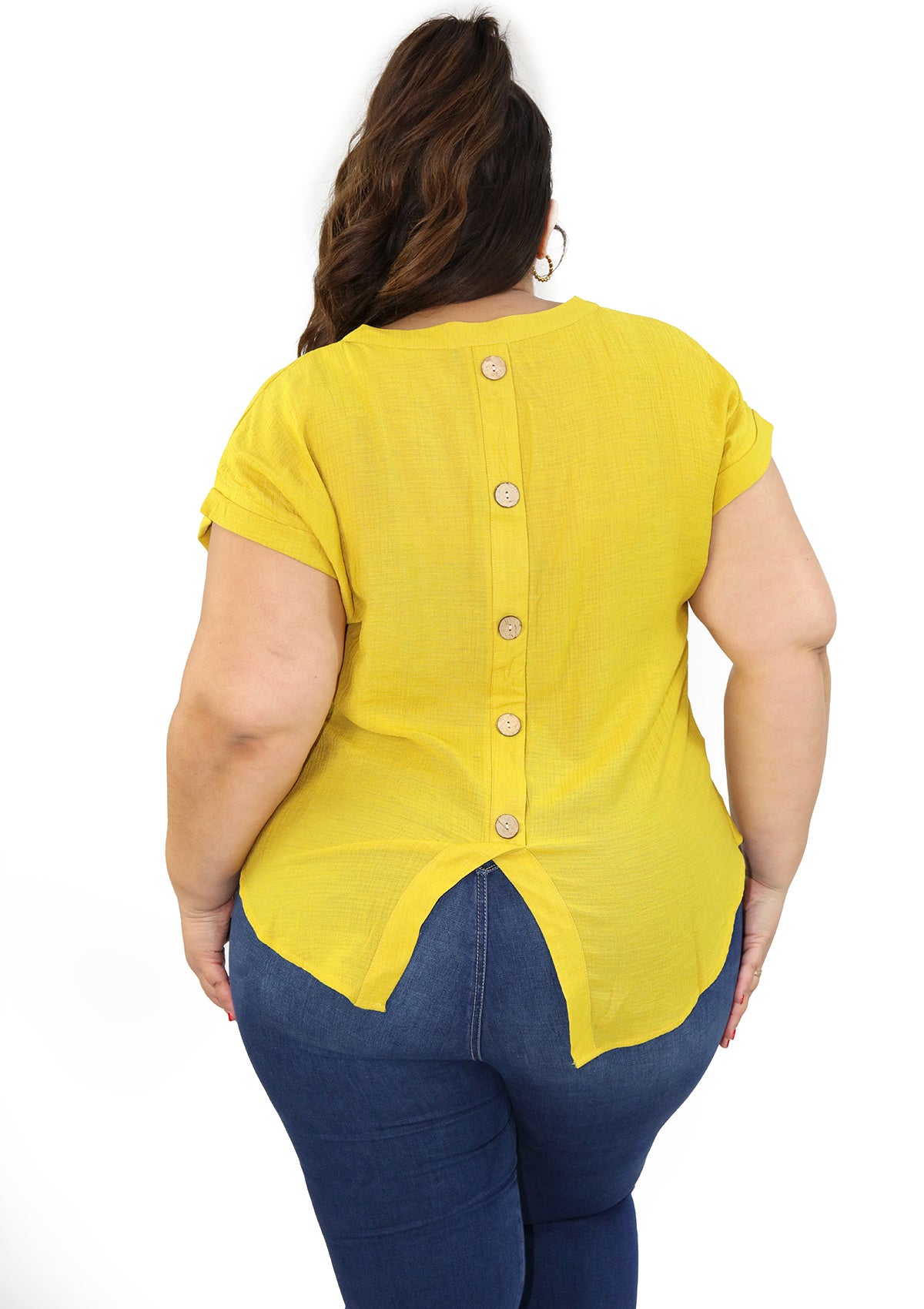 TP-IT-5240-3 Mustard Blusa de Mujer Plus