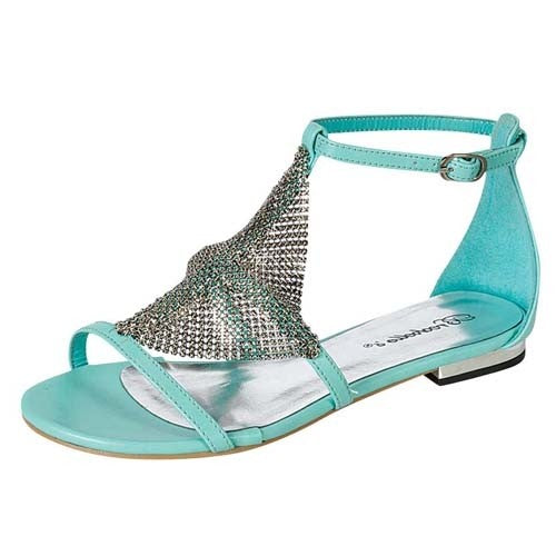 Dior-01 Metal Chainlink Mesh Open Toe Ankle Strap Flat Sandals
